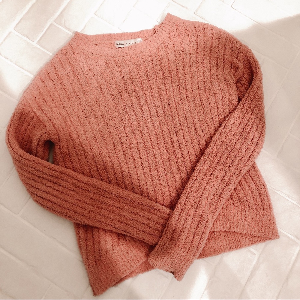 Peach/Pink Soft Sherpa Sweater